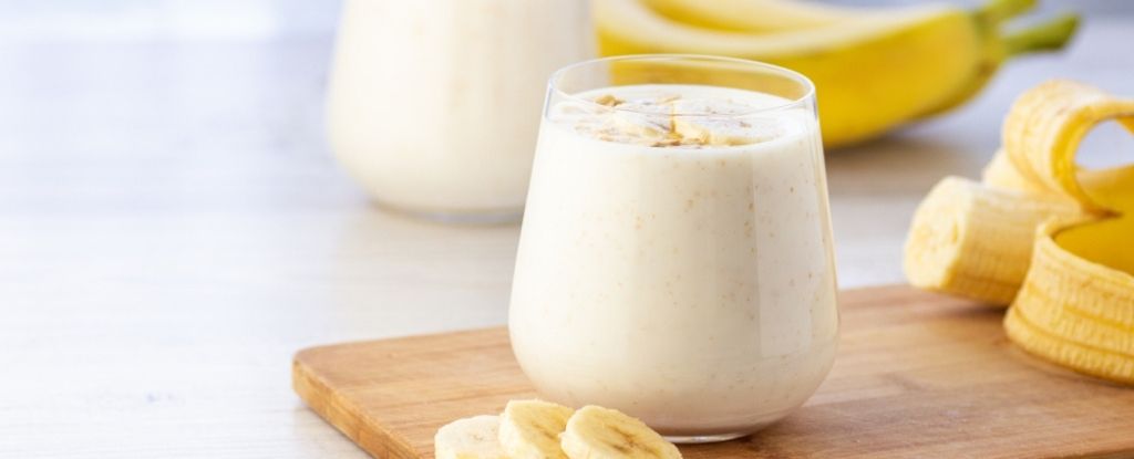 Banana smoothie in a glass