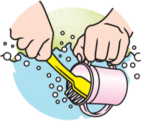 Icon showing how to rinse a sippy cup