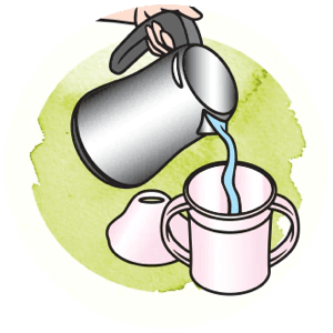 Icon showing how to pour water in the cup