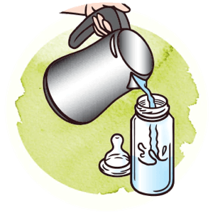 Icon showing how to pour water in the bottle