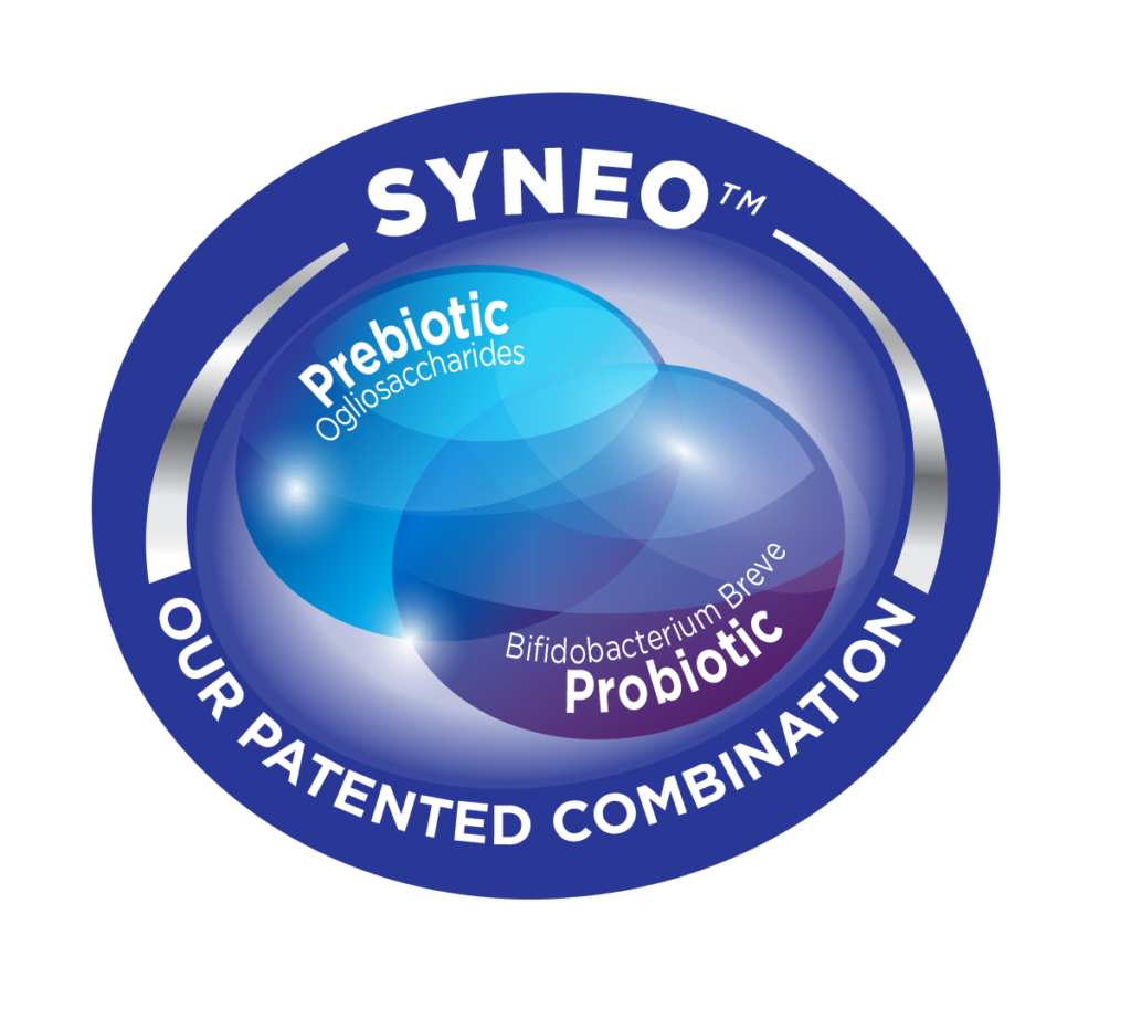 A selection of Nutricia’s products contain the unique Syneo™ patented combination of prebiotics and probiotics.